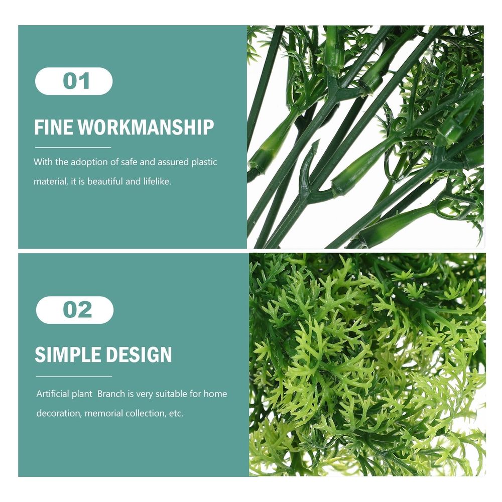 Artificial Plants Branches Decorative 2pcs Green 7 Fork Plastic