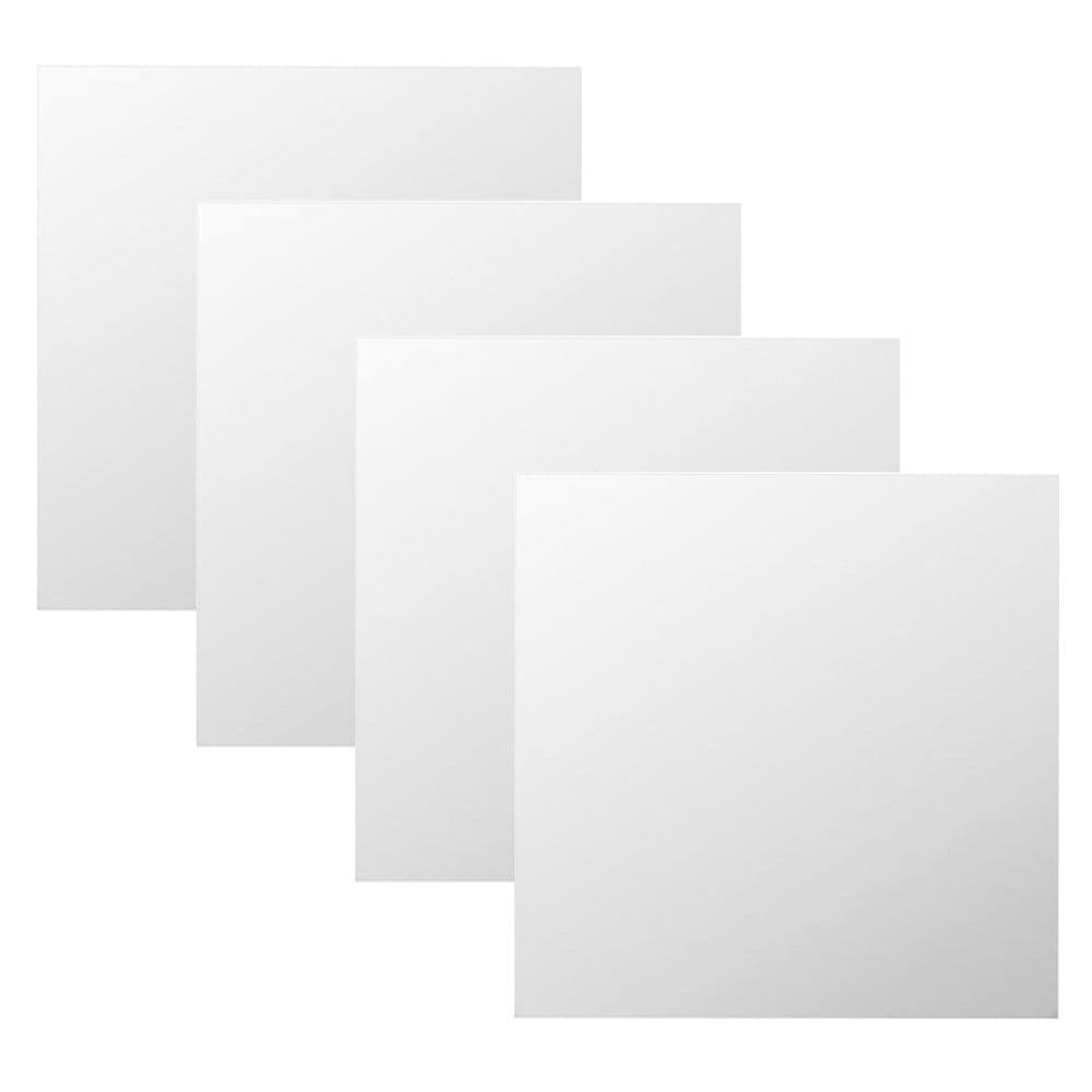 4pc Acrylic Wall Mirror Sticker Shatterproof 30x30cm Flexible Silver