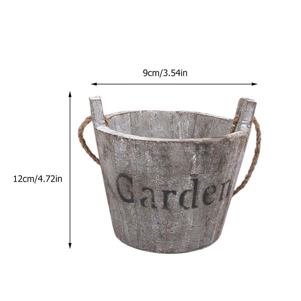 2Pcs Wooden Succulent Planters Coffee Color Artistic Rustic Flower Holders for Home Decor