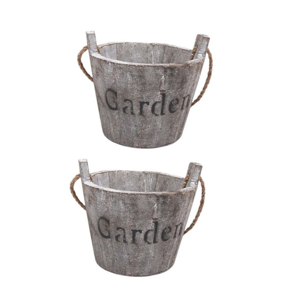 2Pcs Wooden Succulent Planters Coffee Color Artistic Rustic Flower Holders for Home Decor