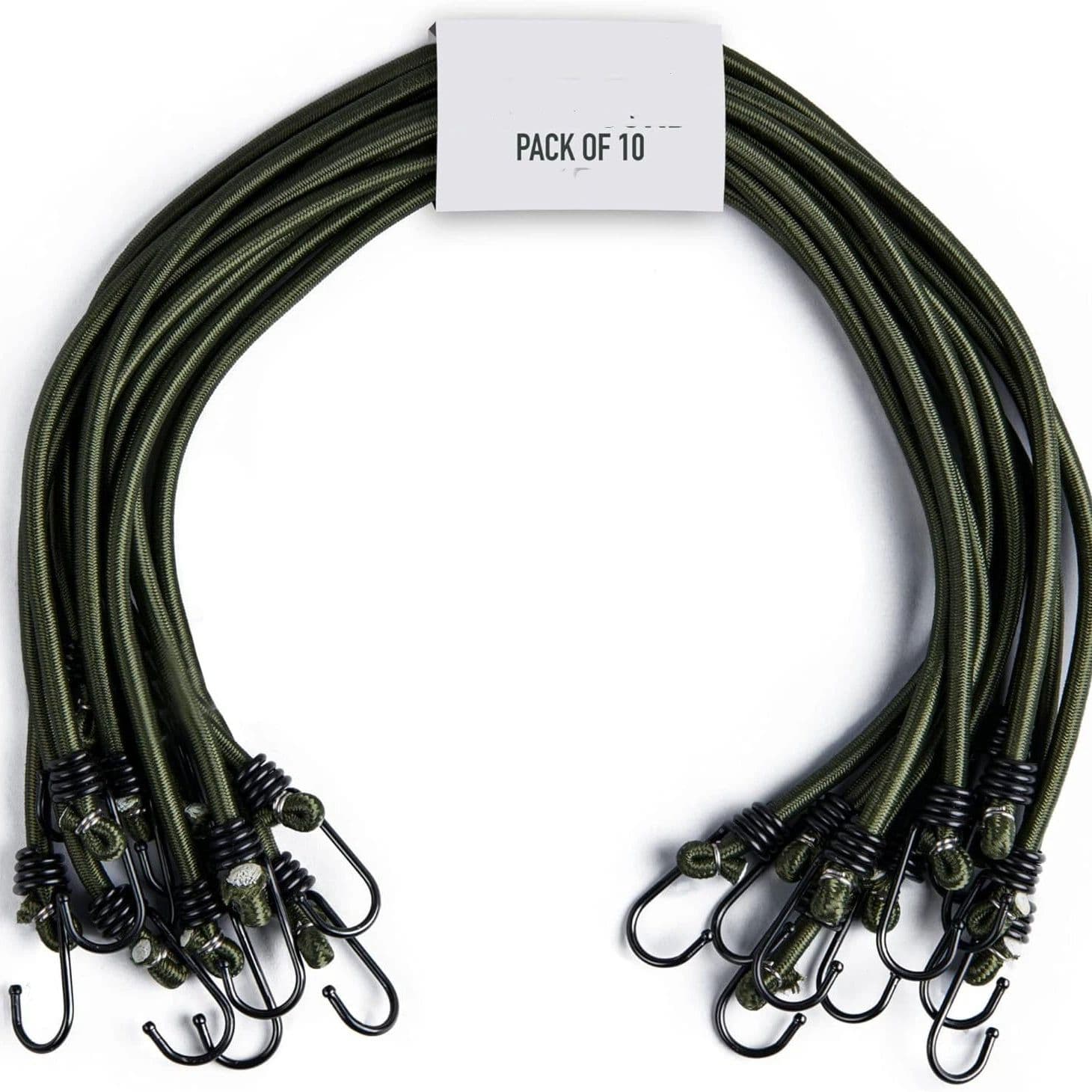 45cm- Heavy Duty Bungee Cords with Hooks10 Pack Multi-Purpose Elastic Bungee Straps for Luggage, Roof Racks, Camping - Weatherproof & UV Resistant