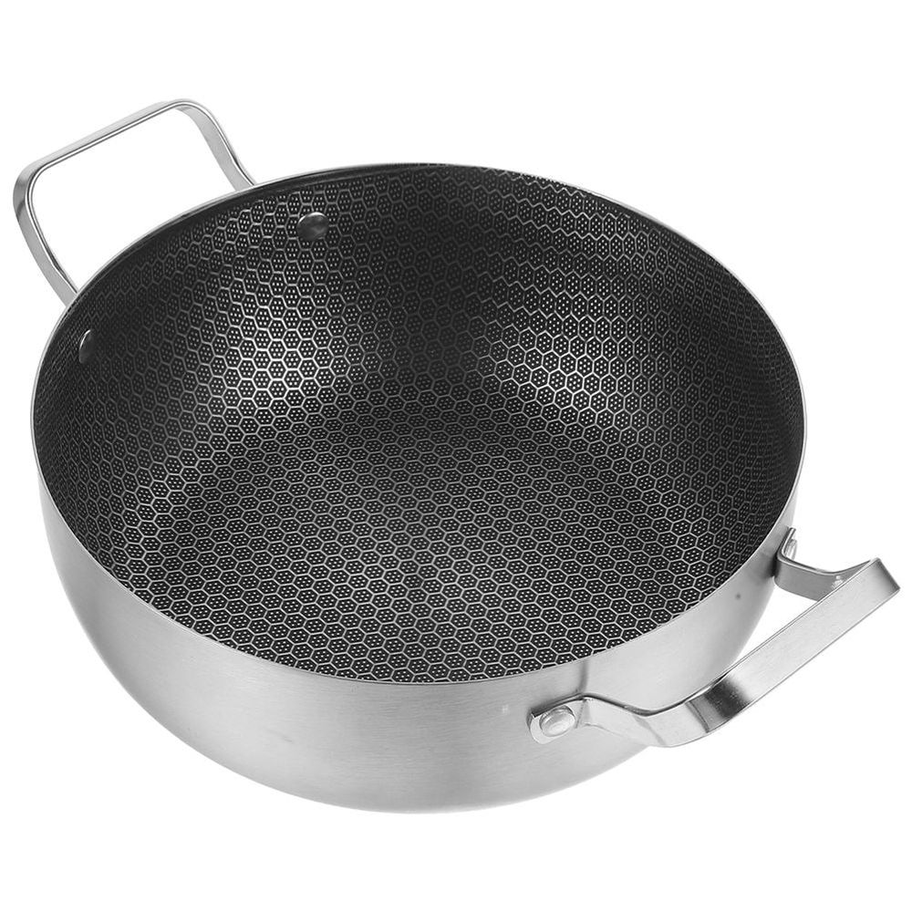 Double Handle Non Stick Cooking Pot Silver 1Set Easy to Clean Japanese Style
