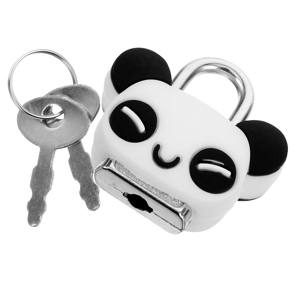 Cartoon Panda Shape Small Silicone and Metal Luggage Lock Set with Key, Travel Padlock for Suitcases and Bags