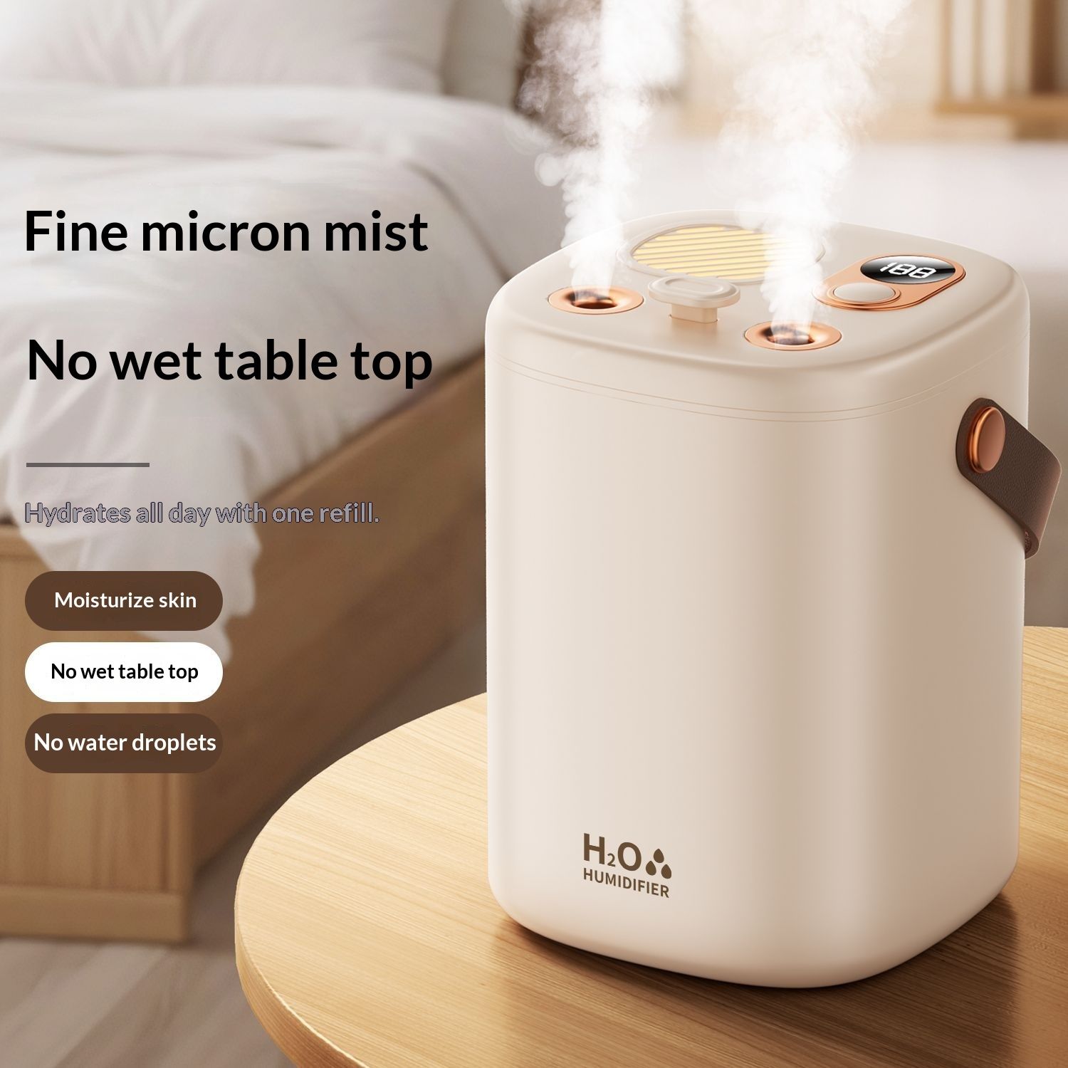 Humidifier for bedroom Portable Cool Mist Humidifiers Auto Shut-Off USB Desk Humidifier,with Warm Night Light and Dual Nozzle Design for Bedroom Travel Office,