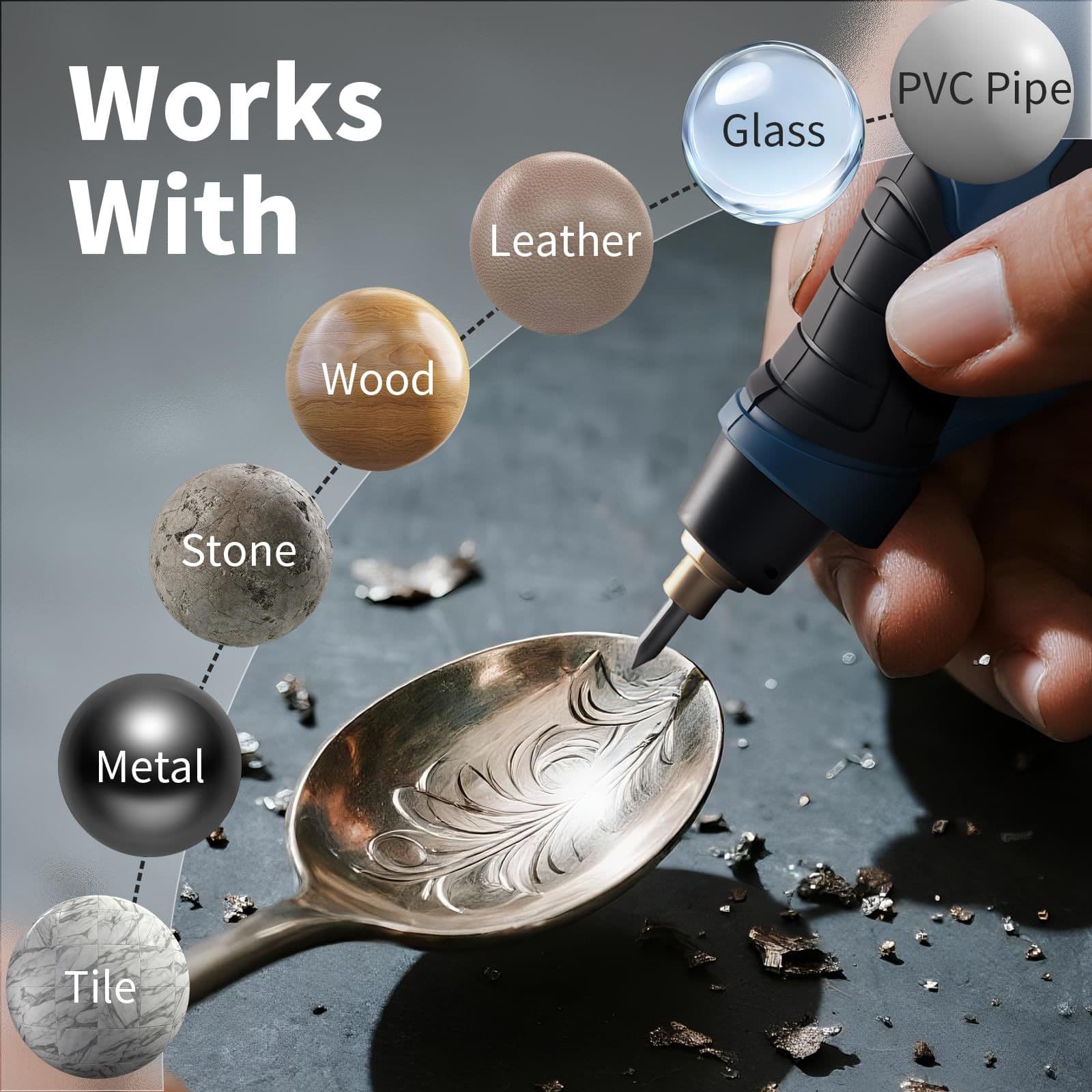 Engraving Pen 25W 6 Speed Handheld Tool for Metal Wood Glass Plastic Ink Blue