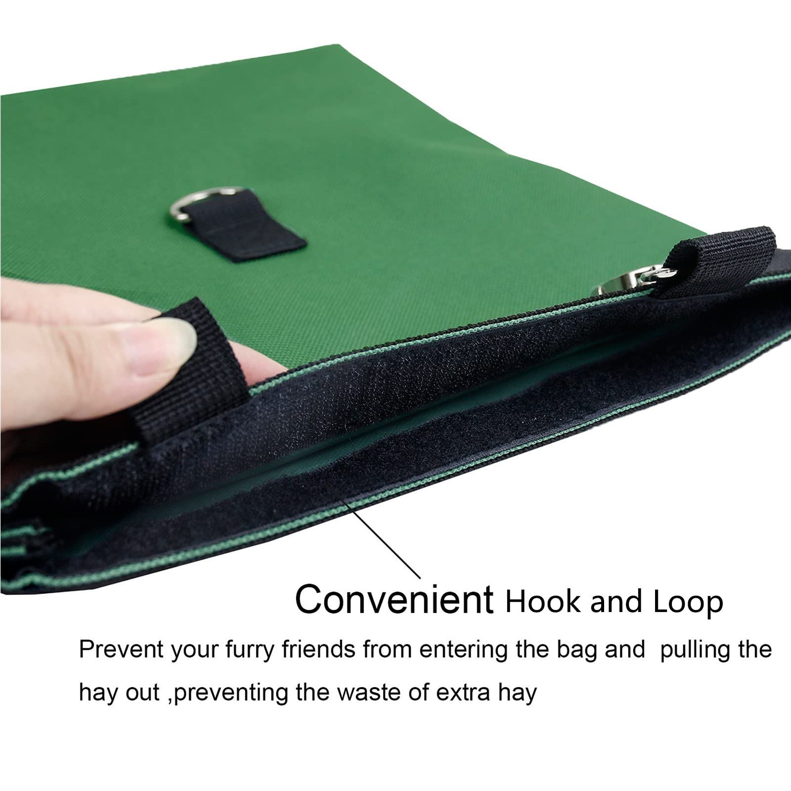 2pcs Rabbit Hay Feeder Bag Guinea Pigs Hanging Hay Rack Manger Holder Dispenser Small Animal Feeder Storage Pouch for Bunny Chinchilla Hamster (Green, 2 Windows)