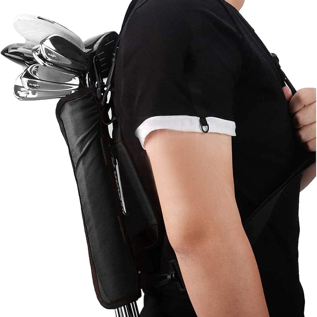 Lightweight Portable Golf Club Bag, Mini Sunday Bag for 54Clubs with Adjustable Shoulder Straps black 20.5*30.5cm
