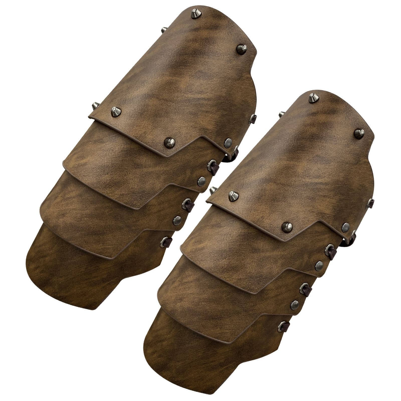 A pair Medieval Faux Leather 4 Layers Bracers Arm Armor, Middle Ages Mercenary Gauntlets, Costume Knight Archer Arm Guards