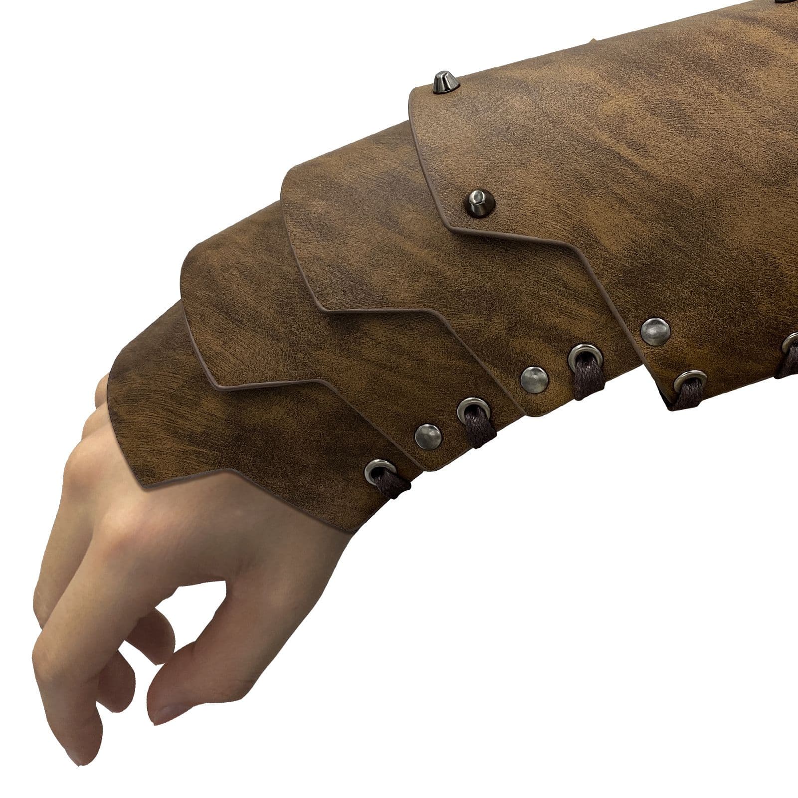 A pair Medieval Faux Leather 4 Layers Bracers Arm Armor, Middle Ages Mercenary Gauntlets, Costume Knight Archer Arm Guards