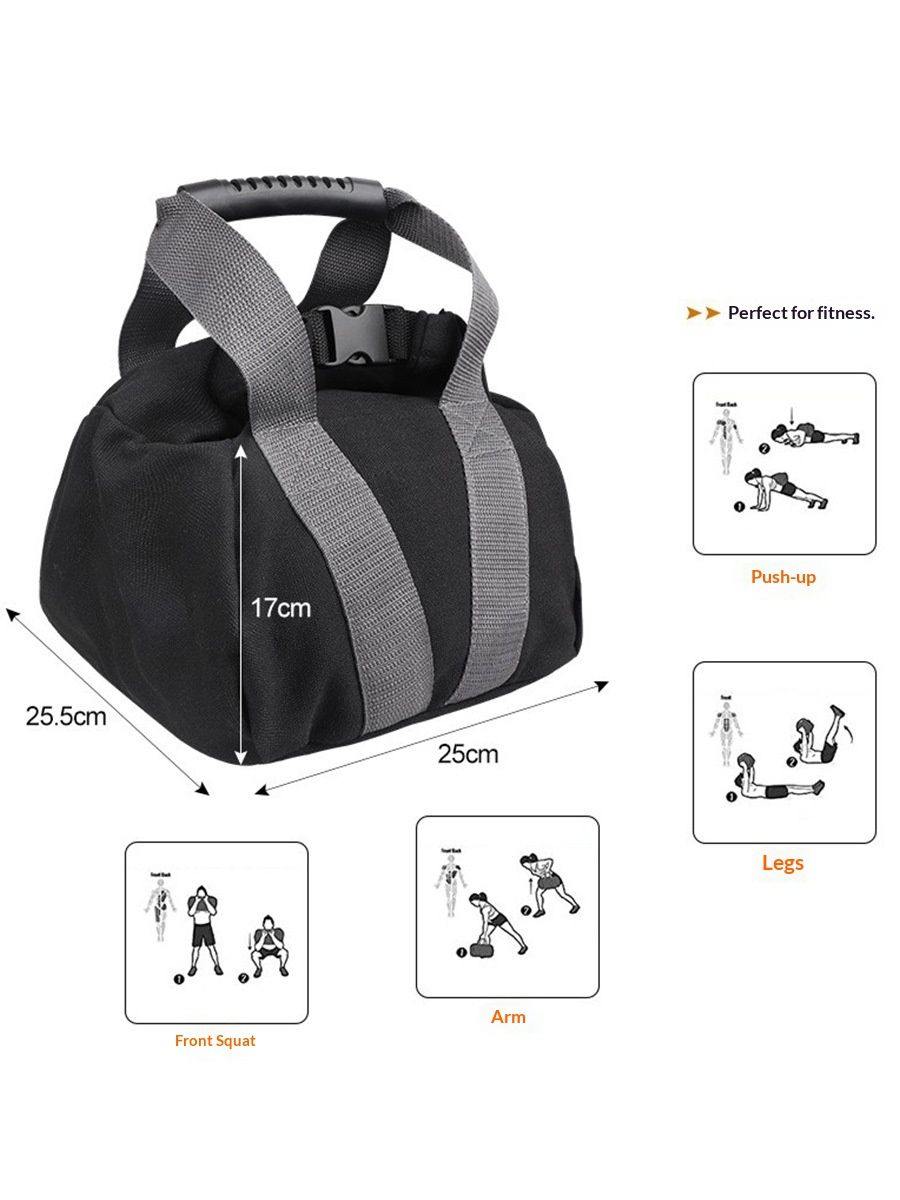2 Pcs Adjustable Heavy Fitness Power Sandbag, Portable Adjustable Canvas Sand Kettlebell Soft Sand Bag, Weightlifting Dumbbell for Home Training, Fitness, black
