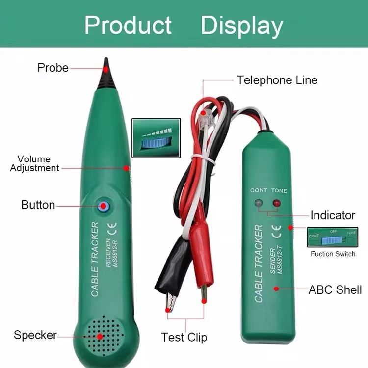 Cable Tracker Wire Tracer Tracker Telephone Tone Generator Line Toner Tester for Network Telephone Line Continuity Tester