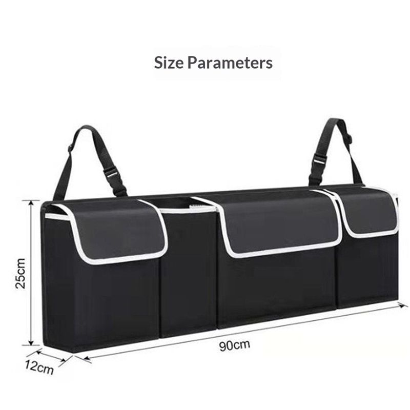 Backseat Trunk Organizer for Car - Durable Trunk Hanging Storage Bag with 4 Large Storage Pocket & 3 Adjustable Buckles Space Saving Expert (Black A)