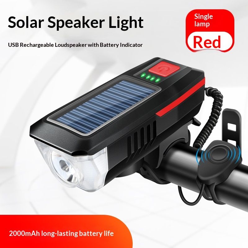 Bike Horn Headlight Solar/USB Dual Charging Bike Horn Light High Brightness Bike Headlight Waterproof Bike Horn Light Ideal for Mountain and Road Night Riding Essential Gear for Night Cycling