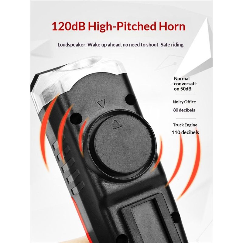 Bike Horn Headlight Solar/USB Dual Charging Bike Horn Light High Brightness Bike Headlight Waterproof Bike Horn Light Ideal for Mountain and Road Night Riding Essential Gear for Night Cycling
