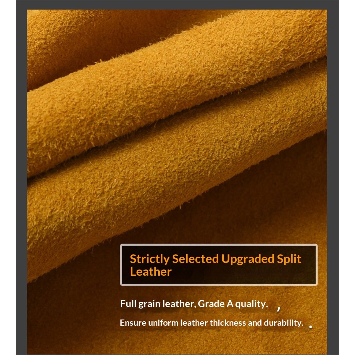 Leather Welding Work Sleeves for Men&Women - Heat&Flame Resistant Arm Protection with Stitching and Cotton Lining