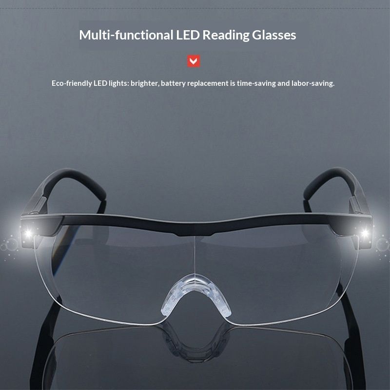 Magnifying Glasses with Light, 250% Magnification, LED Lighted Magnifying Glass, Hands Free Head Magnifier Eyeglasses for Close Work, Hobbies, Reading, Craft（Black）