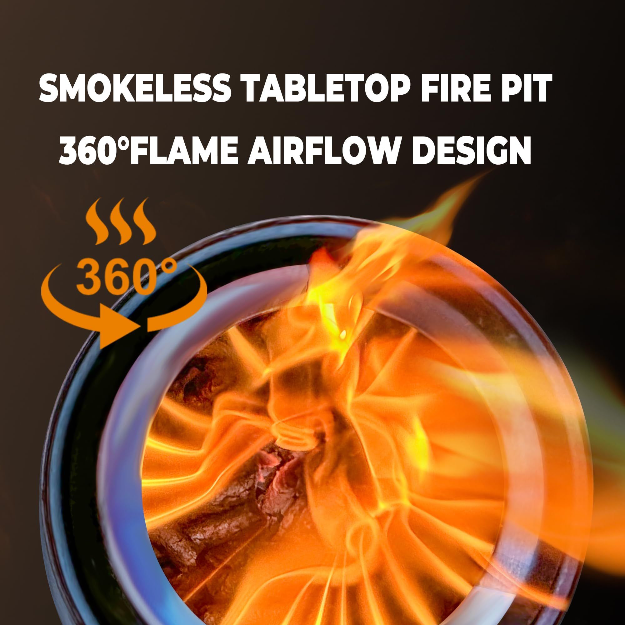 Portable Table Top Fire Pit with Stand, 8.5" Stainless Steel Mini Outdoor Low Smoke Burning Tabletop Firepit Fueled by Pellets or Wood, for Outside Camping