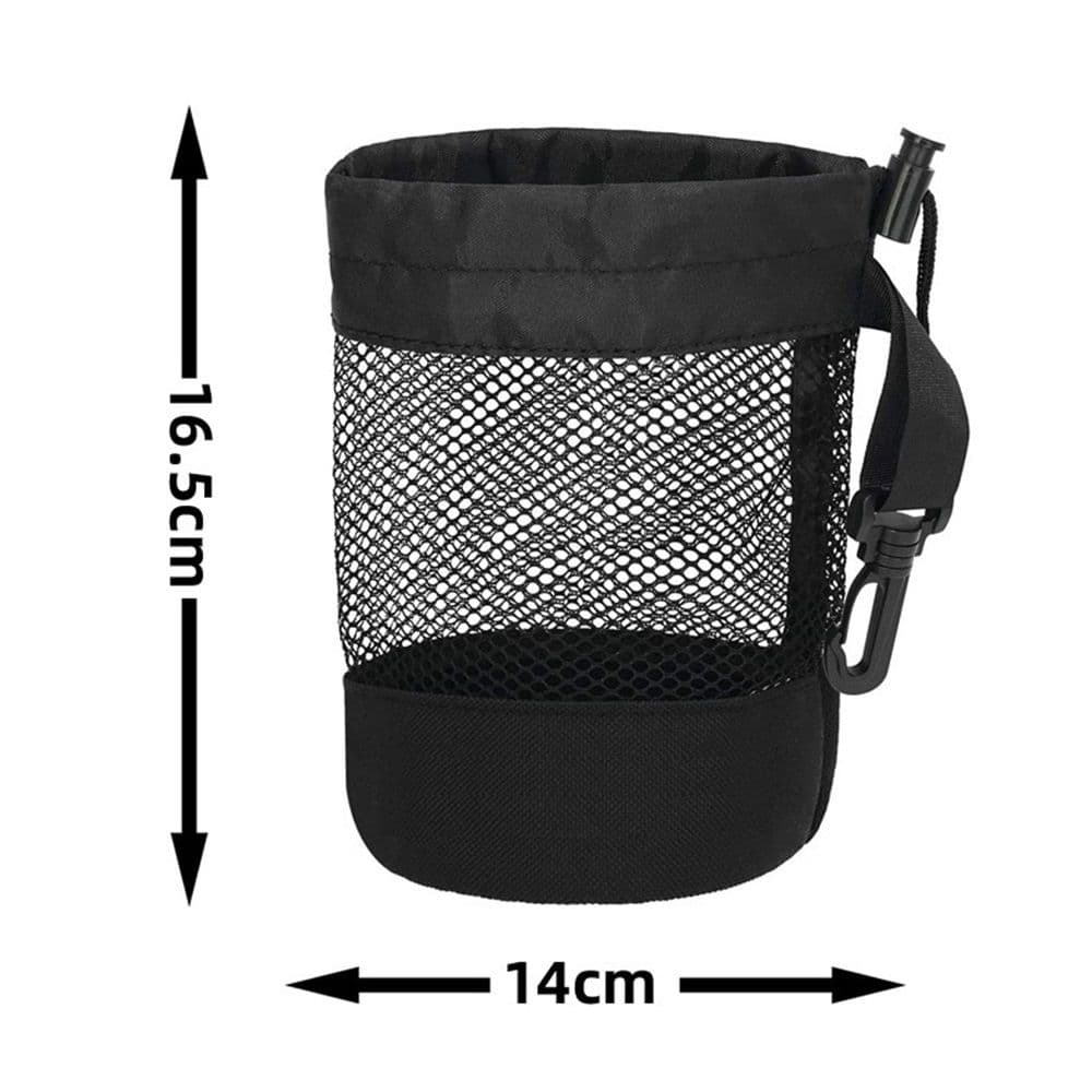 3 Piece Mesh Golf Ball Bags Drawstring Closure Nylon Black
