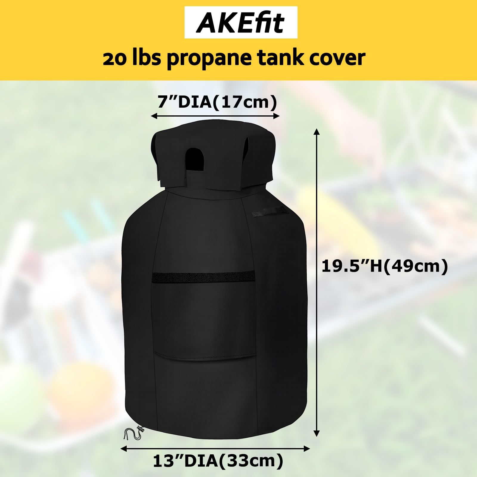 Propane Tank Cover 20lb Gas Tank Cover Outdoor 600D Heavy Duty Waterproof Covers Fits Standard 20 lb Tank Cylinder, 13'' x 19.5'' Black（There is only one dust cover）