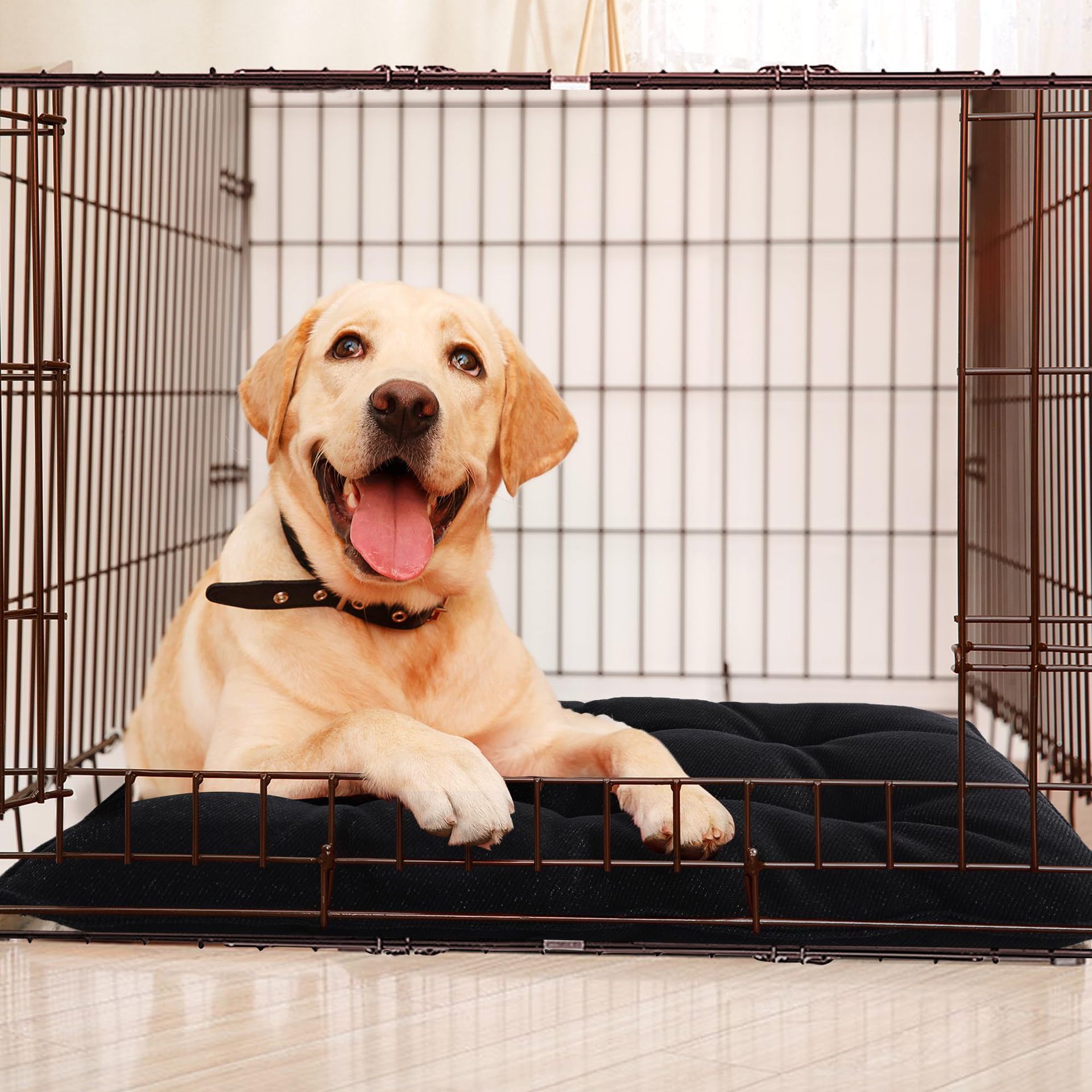 Chew Proof Indestructible Dog Beds for Aggressive Chewers,Durable Dog Crate Pad,Washable Tough Pet Mats for Kennel,Black,S 43*58cm