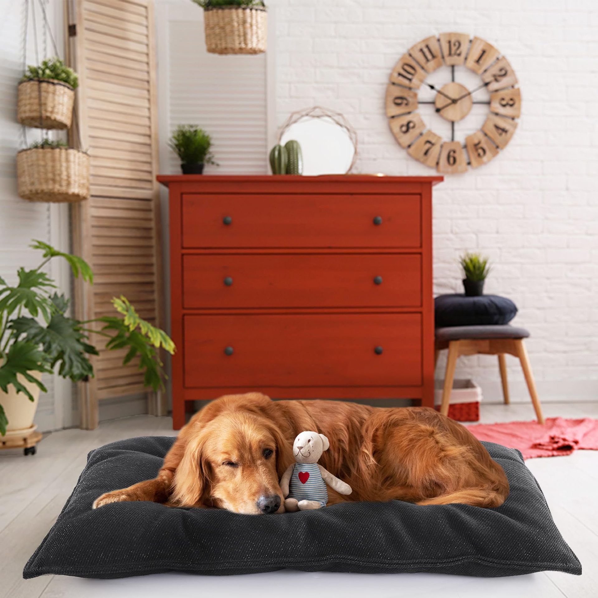Chew Proof Indestructible Dog Beds for Aggressive Chewers,Durable Dog Crate Pad,Washable Tough Pet Mats for Kennel,Black,S 43*58cm