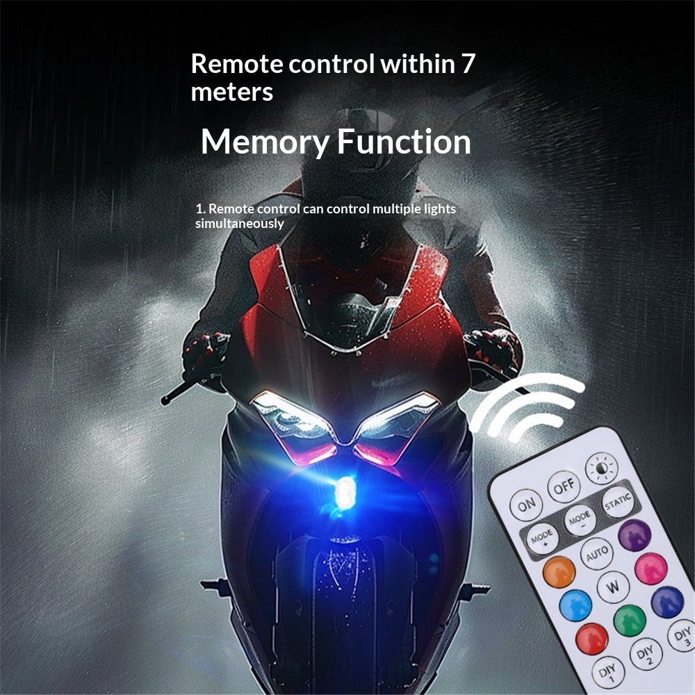 8PCS Wireless LED Lights for Car with Remote Control, Halloween Wireless LED Strobe Lights 7 Colors USB Anti-Collision Warning Light for Car Interior Truck Drone Aircraft Bike