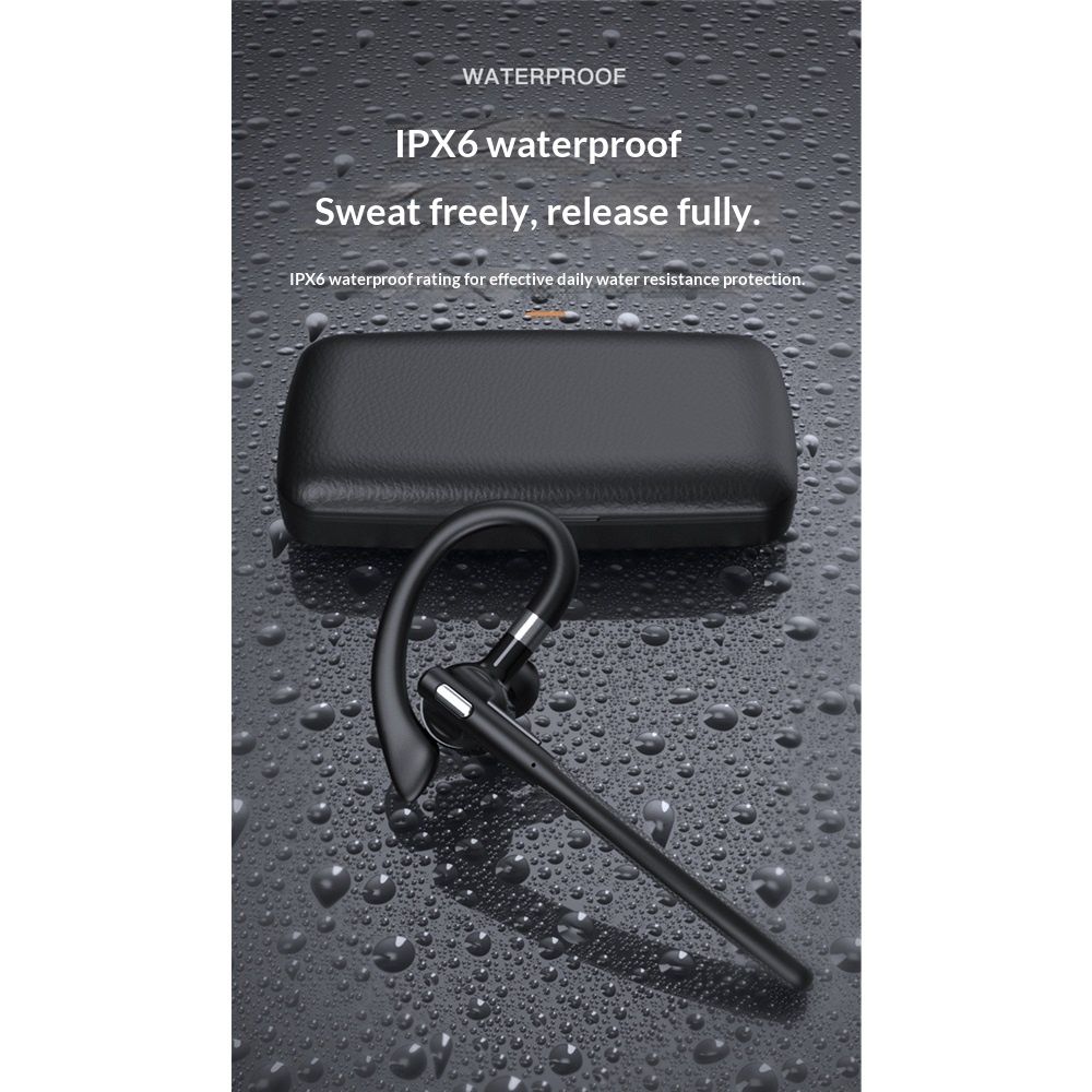 Bluetooth Headset V5.4, Wireless Earpiece with 500mAh Charging Case Hand-Free Headphones Noise Canceling Mic for Office/Driving/Business,Black