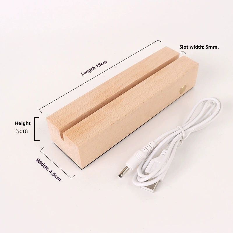 4Pcs 6" Wooden LED Light Stand Base, Colorful Light Rectangle Wood Display Pedestal Led Light Base Night Light Base for Acrylic Sheet 3D Crystal Glass Art