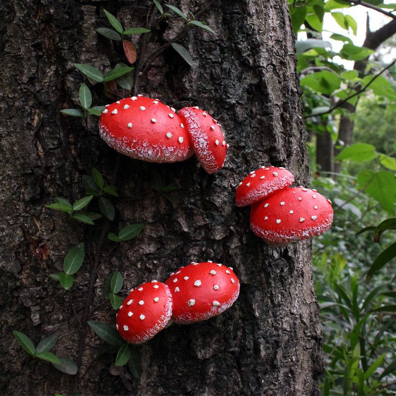 Set of 3 Mushroom Decor Decorations for Garden Yard, Mushroom Tree Decorations Outdoor, Mushroom Statue Figurines, Fairy Garden Decor Accessories - Tree Hugger（2.2” x 3.3” x 1.6”, 2.2” x 2.1”x 2.2”, 2” x1.5” x 3.1”)