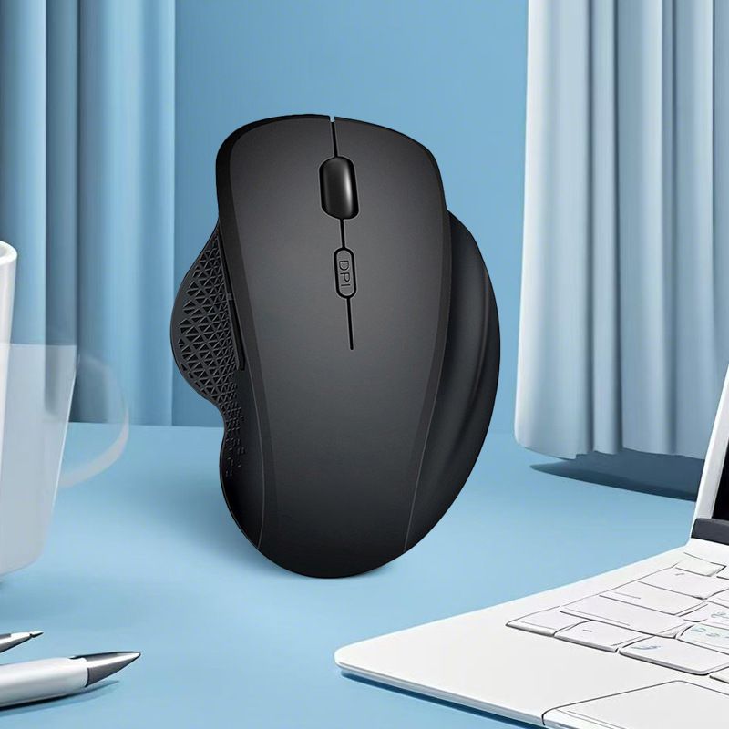 Wireless Mouse (2.4G) Silent 800-1200-1600 DPI Computer USB & Bluetooth Mouse 6 Buttons, Wide Compatibility - Black