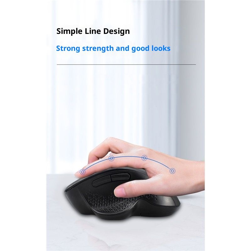 Wireless Mouse (2.4G) Silent 800-1200-1600 DPI Computer USB & Bluetooth Mouse 6 Buttons, Wide Compatibility - Black