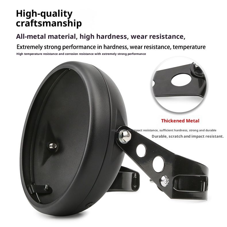 Motorcycle Universal 7" Headlight Housing Shell Lamp Bracket Bottom Mount Bucket Fits Compatible Cafe Racer