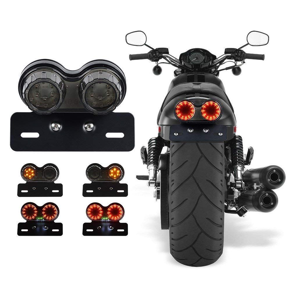 10W 20-LED Motorcycle Tail Light Integrated Driving&Brake Light Turn Signal Lamp With License Plate Bracket