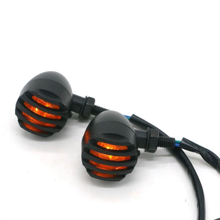 LED Motorcycle Turn Signals - 2 Pack Universal Bullet Blinker, Wire Rear Mount Signal Lights Kit for Motorcycles, Bobbers, Bikes