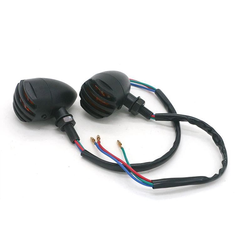 LED Motorcycle Turn Signals - 2 Pack Universal Bullet Blinker, Wire Rear Mount Signal Lights Kit for Motorcycles, Bobbers, Bikes