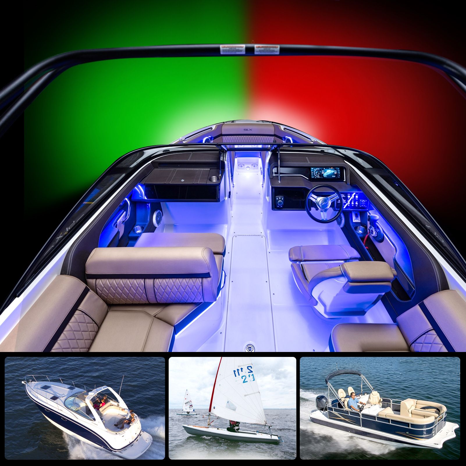 2pcs LED Boat Navigation Light Red and Green LED Marine Navigation Light Boat Bow Light for Pontoon and Small Boat (Silver)