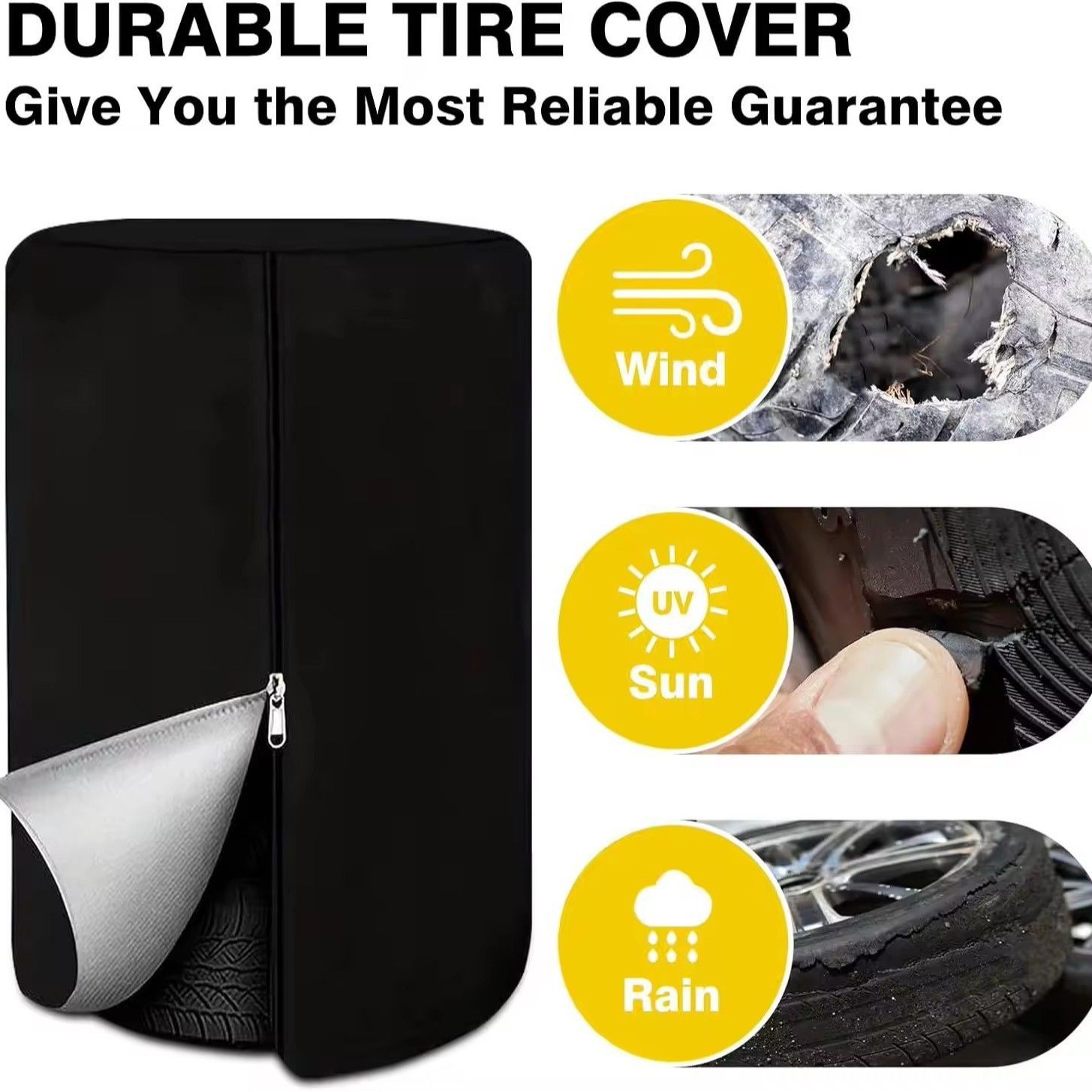 Tire Covers for Storage Large Tire Storage Bags Waterproof for Outdoor Indoor Update (Holding 4 Tires Up, Diameter 32")
