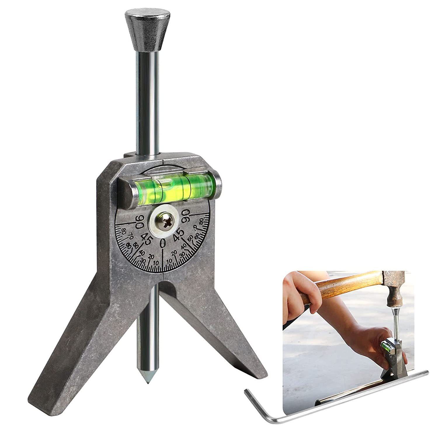 Upgraded Pipe Center Finder, Measure Pipe Diameter, Pipefitter Tools With Centering Head, Measure Pipe Diameter Over 0.5" & up With 4" Y-Type Base and Adjustable Dial Bubble Protractor
