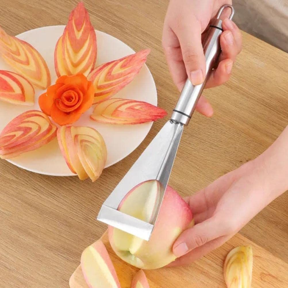 2pcs Fruit Carving Knife, DIY Platter Decoration Carving Tool For Fruit Vegetable Cutting Knife, Triangular Shape Stainless Steel Food Carving Carving Knife Slicer