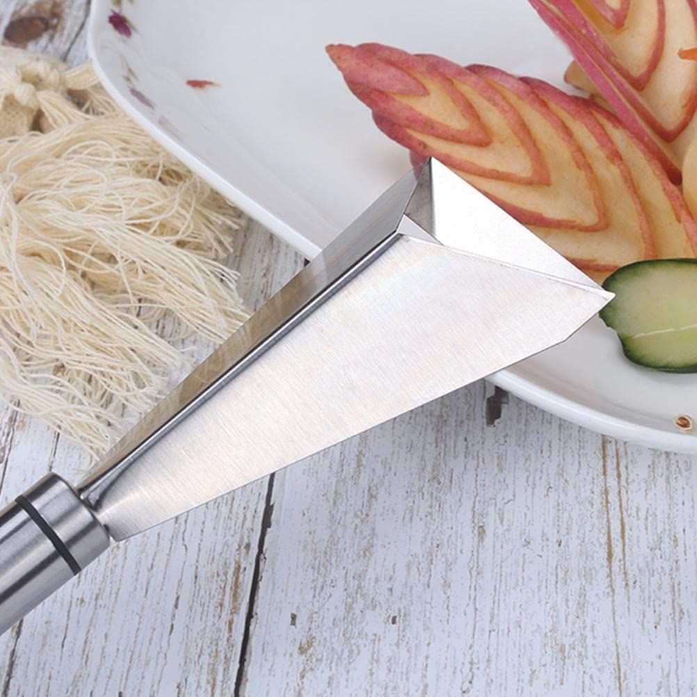 2pcs Fruit Carving Knife, DIY Platter Decoration Carving Tool For Fruit Vegetable Cutting Knife, Triangular Shape Stainless Steel Food Carving Carving Knife Slicer