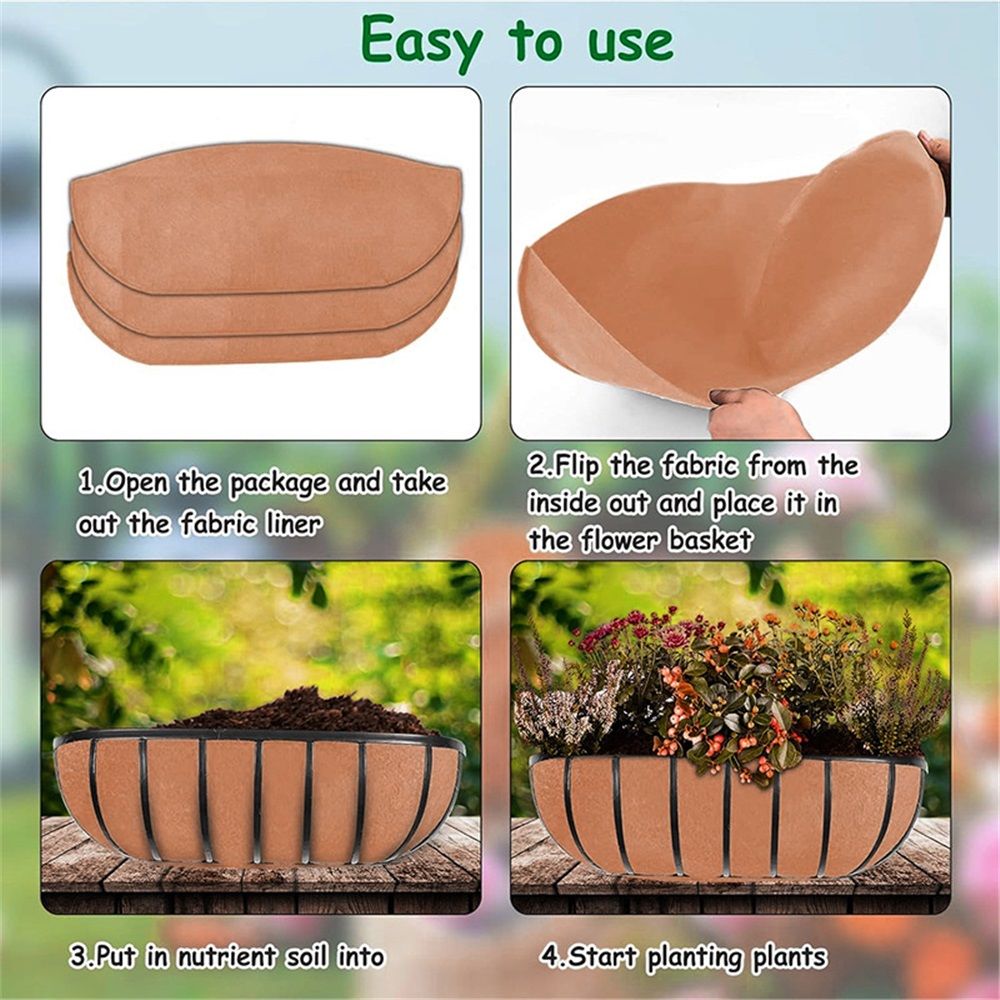 Coco Liners for Planters 30 Inch, 3 Pack Trough Window Box Liners, Coconut Fiber Liners for Planters Flower Baskets Garden Outdoor Plants