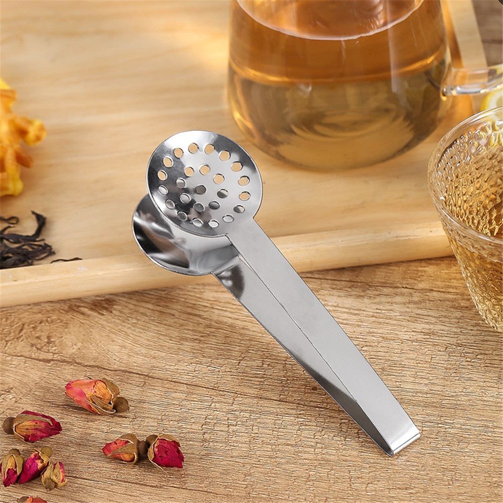 6 pcs Tea Bag Squeezer Tongs, Stainless Steel Strainer Spoons Teabag Clips Tool Practical Strainer Tea Accessories (Silver)