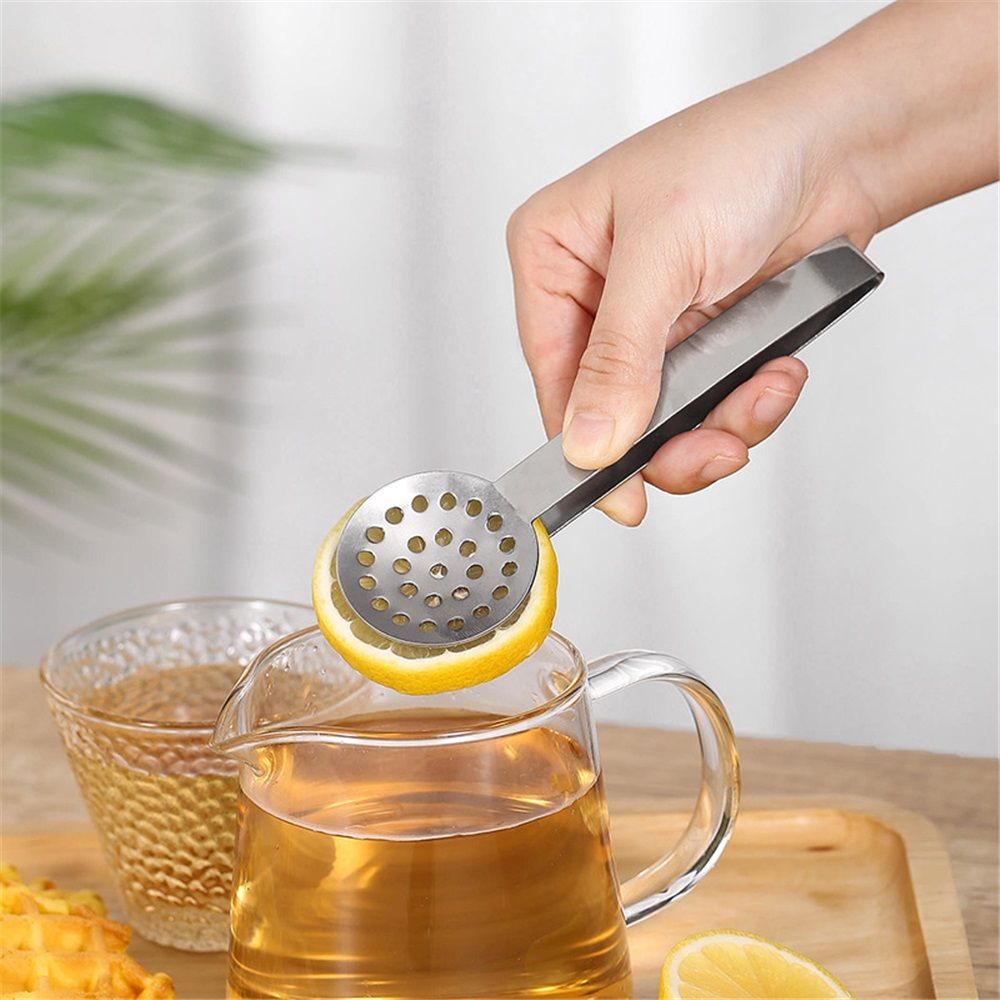 6 pcs Tea Bag Squeezer Tongs, Stainless Steel Strainer Spoons Teabag Clips Tool Practical Strainer Tea Accessories (Silver)