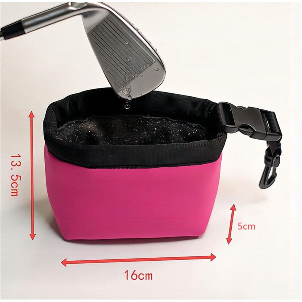 Golf Club Cleaning Bag Waterproof Clean Face Technology Detachable Clip Machine Washable Black