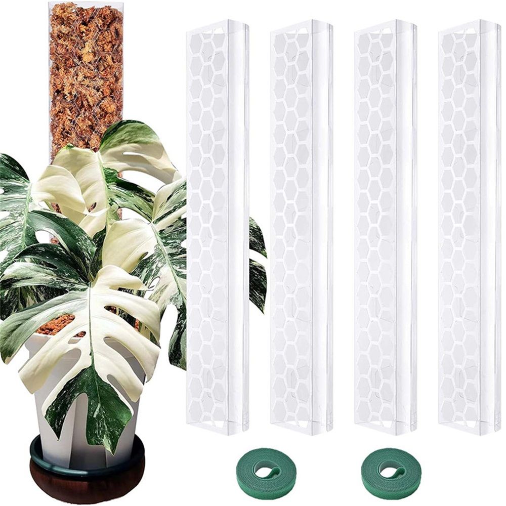 17 Inch 6 Pcs Plastic Moss Pole for Plants , 17*3'' Plant Poles for Climbing Plants, Plant Support for Indoor Plants Work with Sphagnum Moss