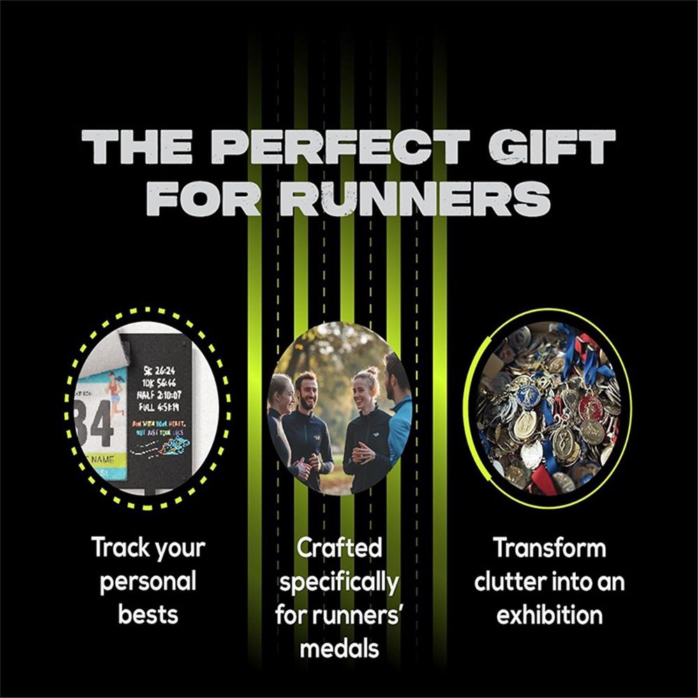 Medal Hanger Display for Runners, Marathon Medal Holder Display Wall Hanger and Race Bib Boards Holder with Chalkboard Marker