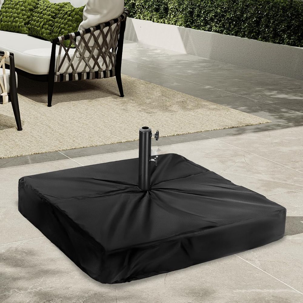 Patio Umbrella Base Cover for Outdoor Umbrellas Base,Heavy Duty 600D Waterproof Anti-UV,30"L x 30"W x 5"H,Outside Square Umbrella Stand Base Covers (Black)