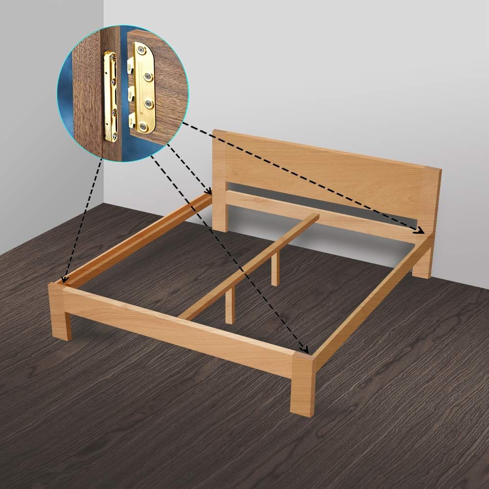 4 Set Bed Rail Brackets-Bed Frame Hardware for Wood Bed Frame Headboards Footboards - (Screws Included)