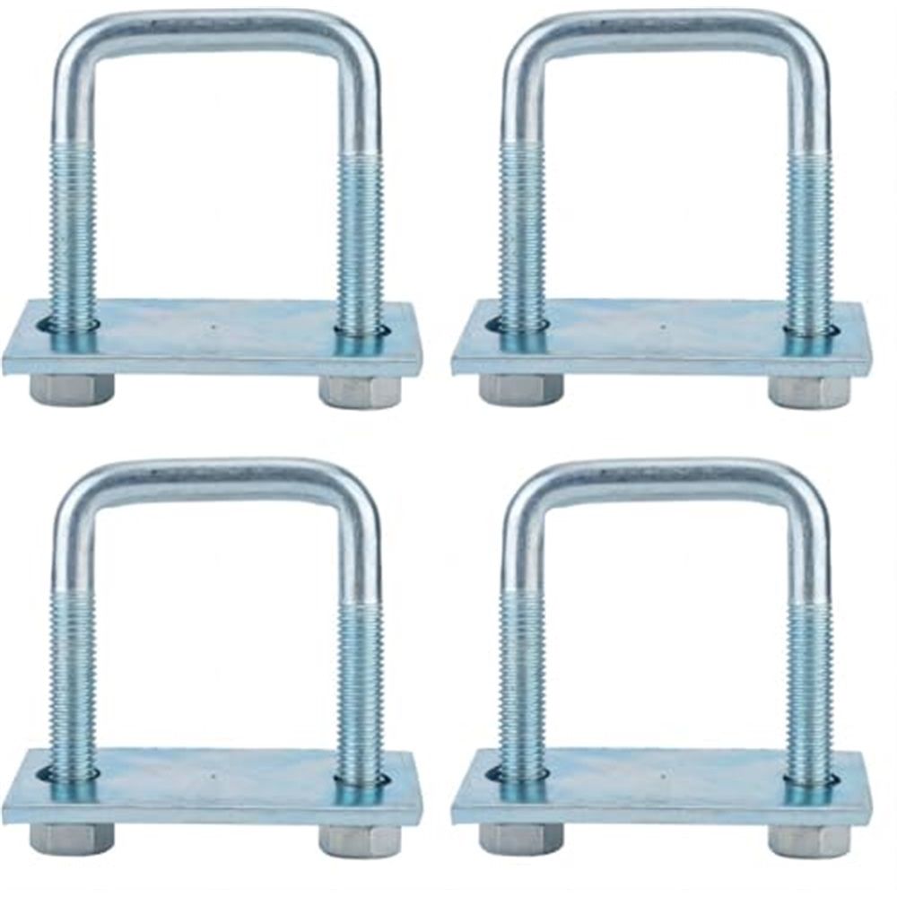4 Pack Leaf Spring Clamp Kit,12*40*80mm Leaf Spring Clamps for Truck, Locks Springs Square U-Bolt for Trailer- Fits Leaf Springs, Galvanized Steel Clamp Set, Secure Fit for Truck, Boat and Trailers