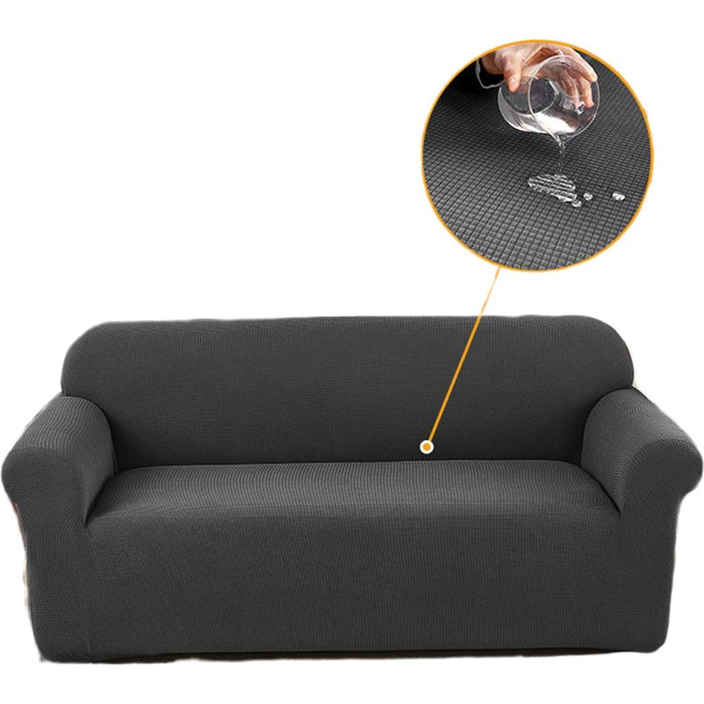 Waterproof Couch Cover Slipcovers for Couches - Stretch Non Slip Sofa Covers Washable, Leakproof Furniture Protector for Kids, Pets, Dog (Double seat sofa cover, carbon ash)